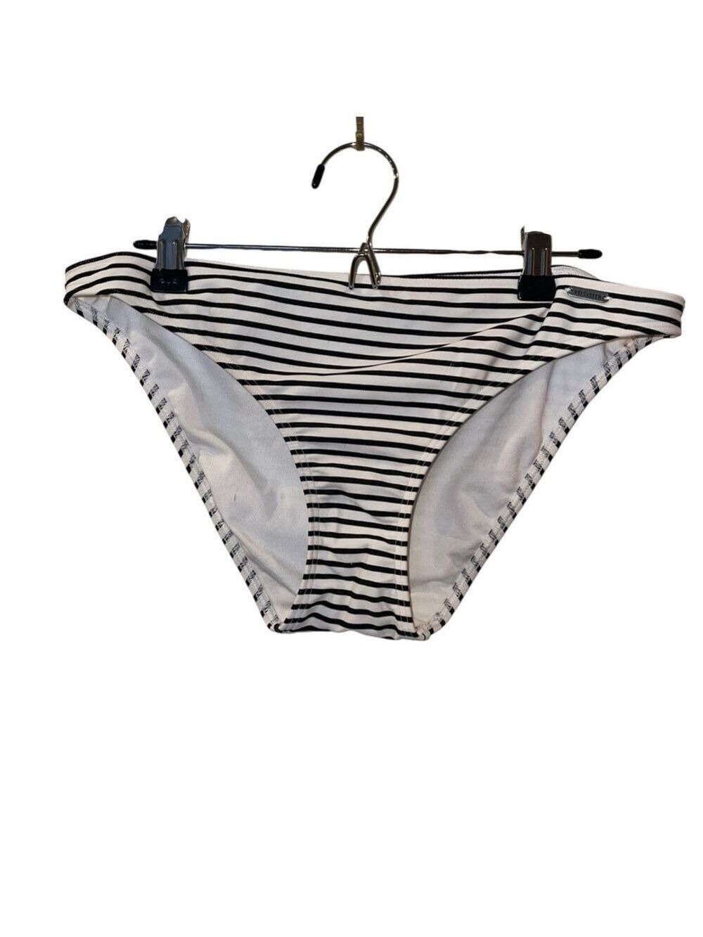 Hollister Women’s Black & White Striped Bikini Bottoms Swim Bottoms Size: Large
